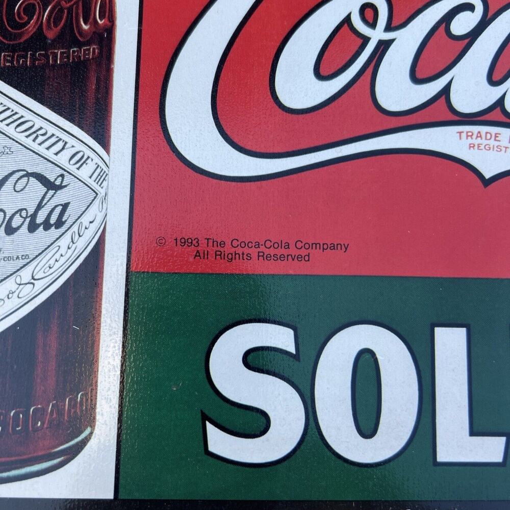 COKE SIGN VINTAGE METAL COCA COLA TIN SIGN - 1993 -Reproduction-16” X 11” - Picture 8 of 8